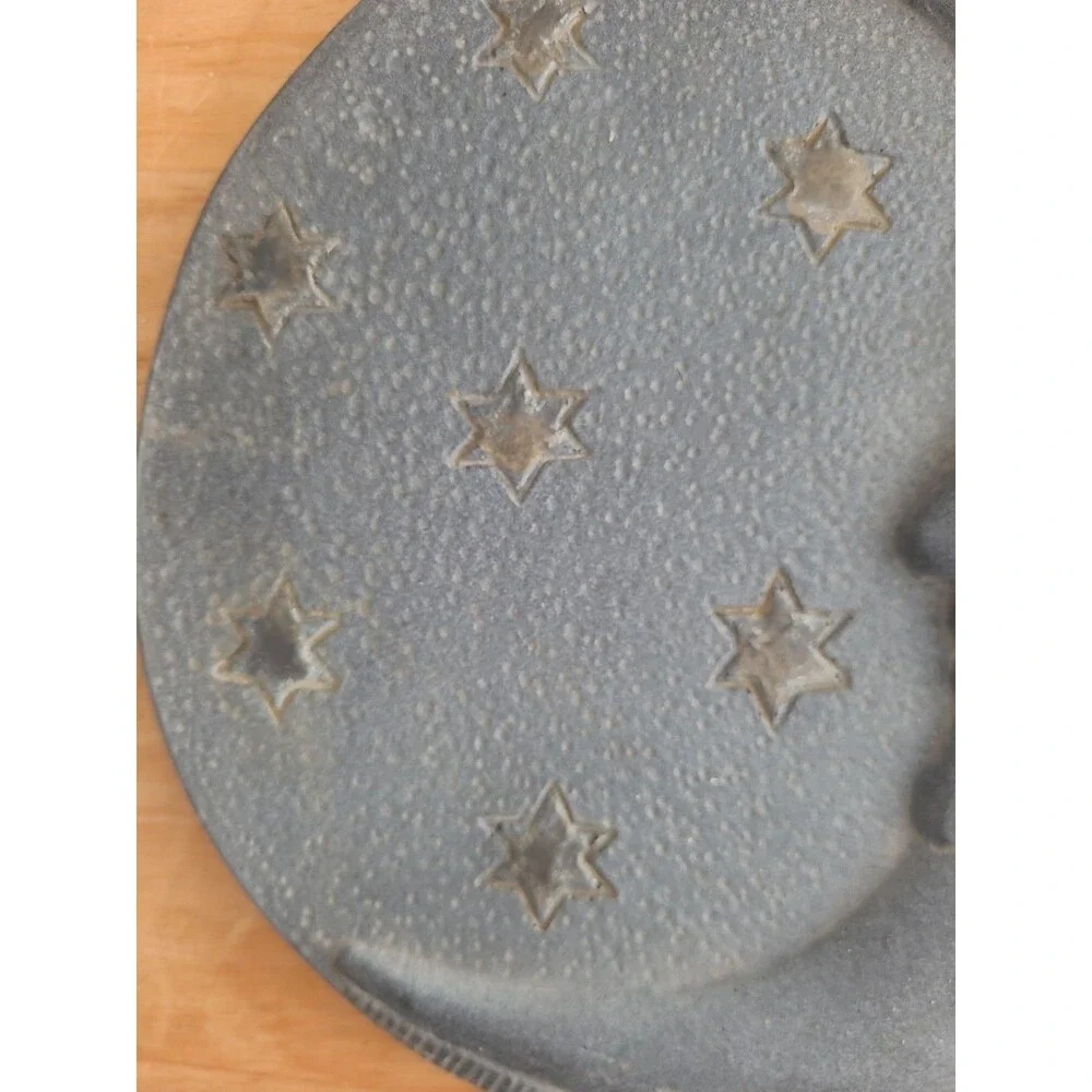 Celestial Moon and Stars Hanging Wall Decor Plaque Gray Plaster 7